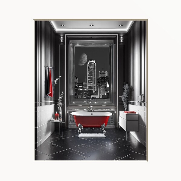 Red Bathroom Decor - Etsy