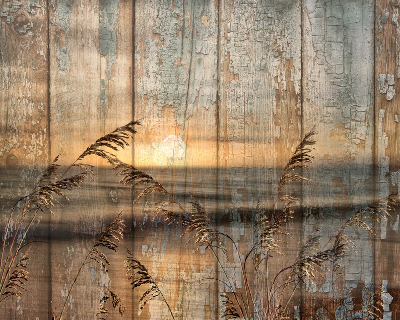 Rustic Coastal Wall Art Beach Ocean Sunset Home Decor Bathroom Bedroom Theme Matted Picture