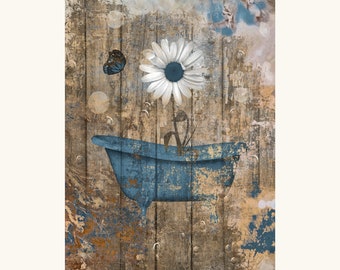 Blue Daisy Bathroom Decor