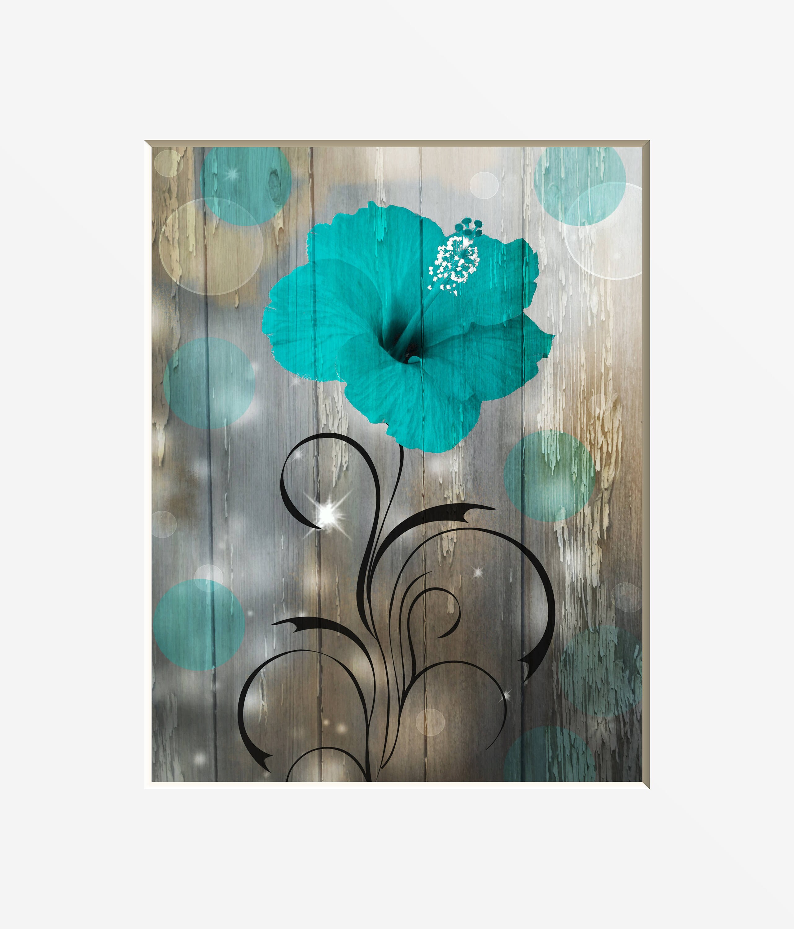 Teal Brown Rustic Decor Teal Flower Rustic Teal Living Room Etsy