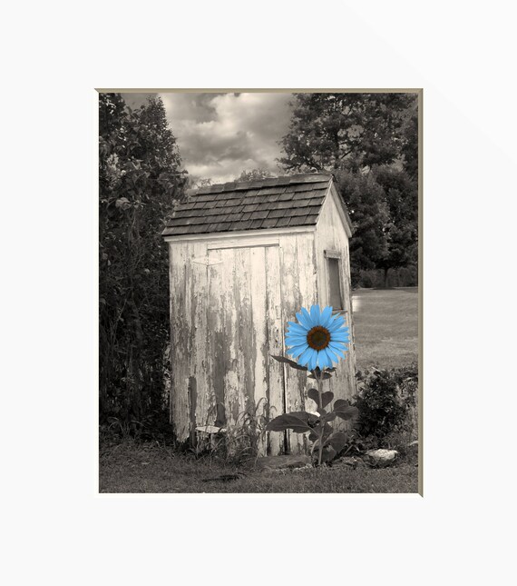 Rustic Vintage Outhouse Sunflower Decor Farmhouse Bathroom Etsy