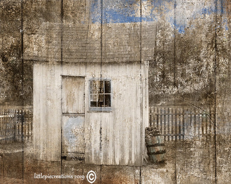 Modern Farmhouse Home Decor Wall Art Brown Blue Rustic Country Bedroom Living Room Matted Wall Art Picture