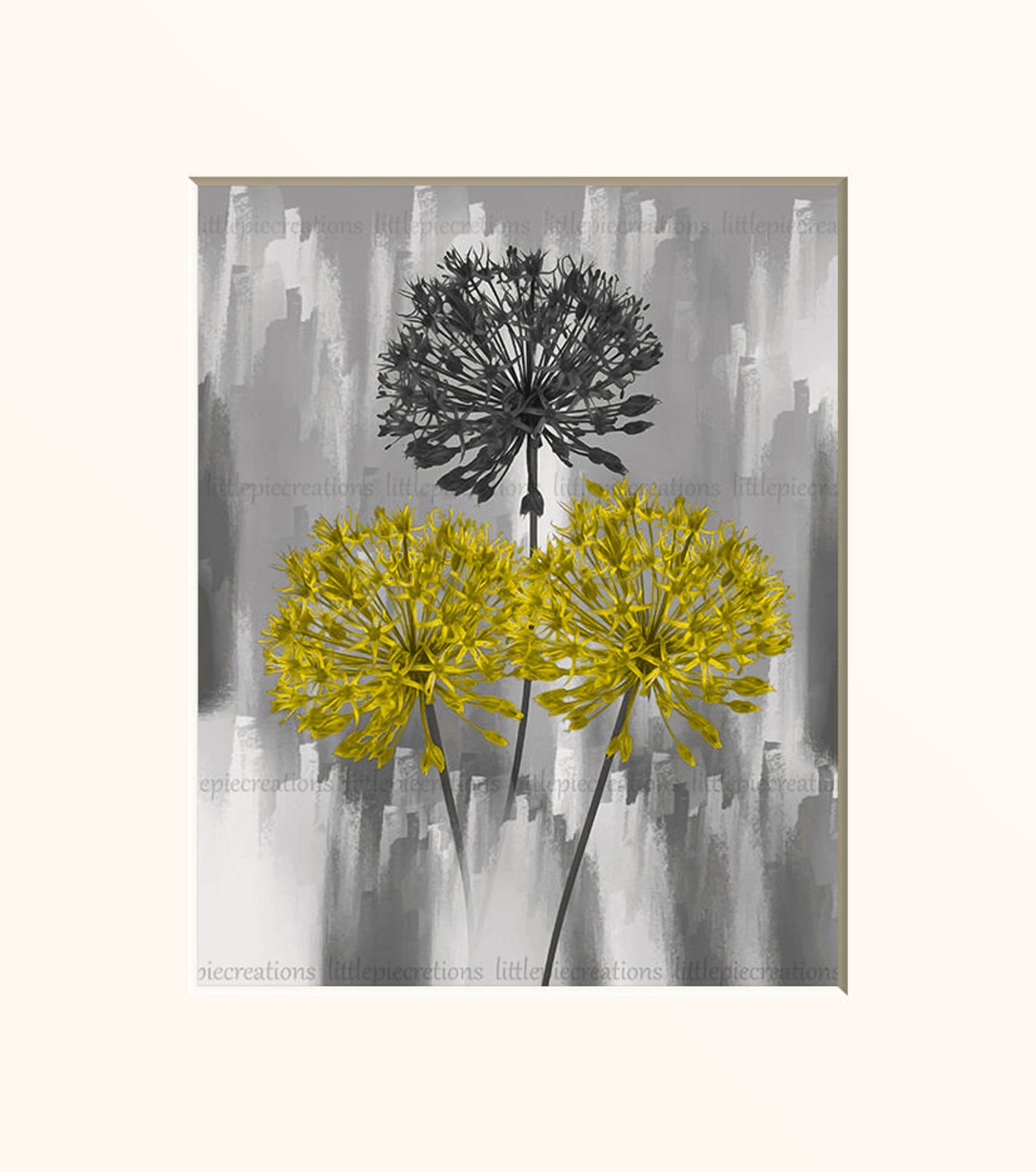 Black White Yellow Wall Decor Yellow Flowers Pop of Color Etsy