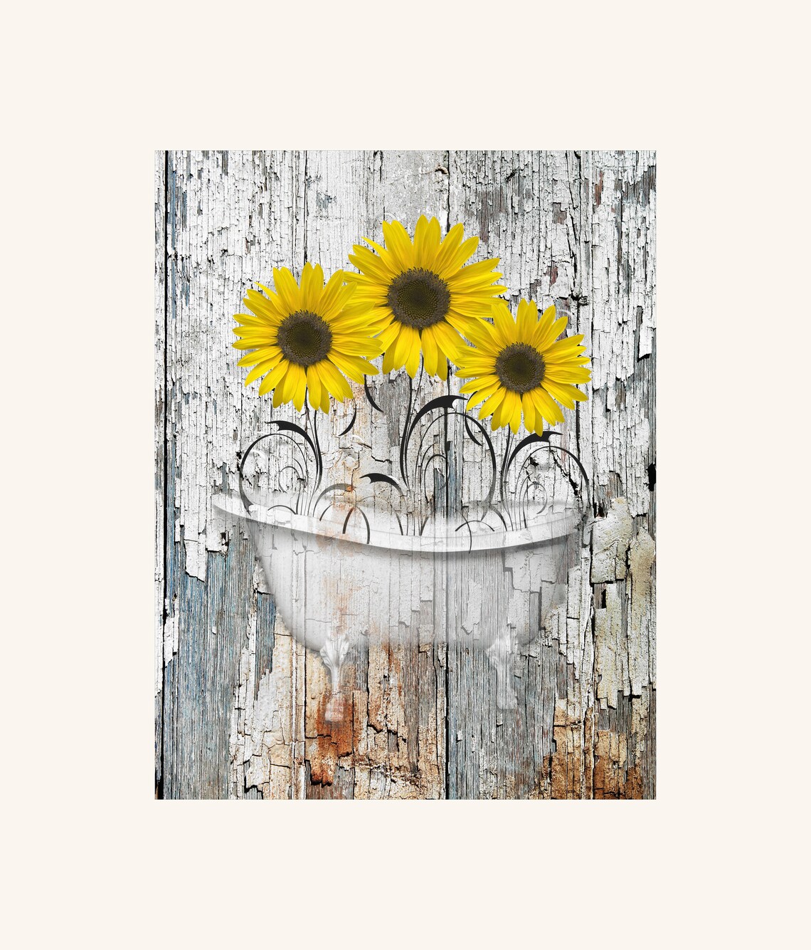 Rustic Yellow Gray Floral Wall Art Yellow Gray Flowers Etsy