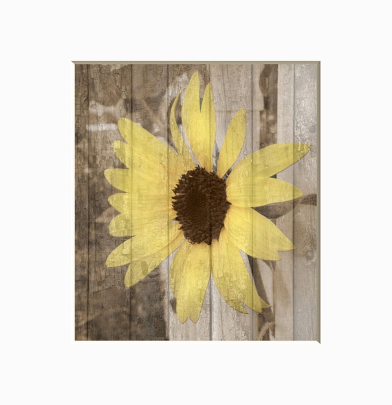 Rustic Yellow Brown Sunflower Decor Farmhouse Bedroom Living Room Theme Home Decor Matted Picture