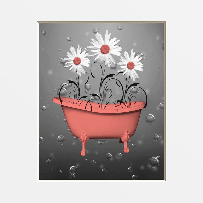 Coral Grey Bathroom - Etsy