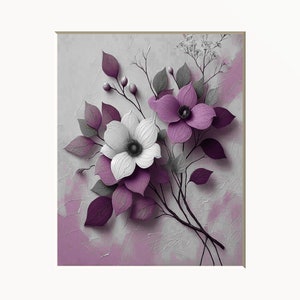 Purple Dogwood Flower Art Print: Matted Wall Decor