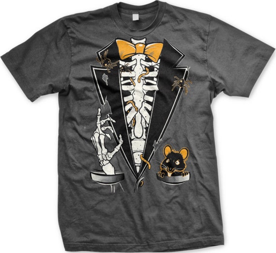  Halloween Tuxedo Skeleton Bowtie Funny Costume T-Shirt :  Clothing, Shoes & Jewelry
