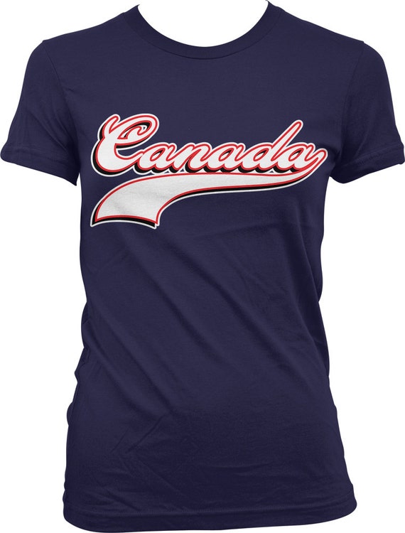 Canada Ladies T-shirt, Canada Script Font, Baseball Style Text Design,  Canada Tshirt, Junior and Women's Canadian Pride T-shirts GH_00208 