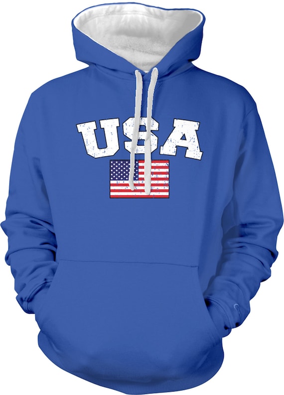 Men/'s Huge USA Flag Mask Hoodie American Pride US July 4 America Sweater Jacket