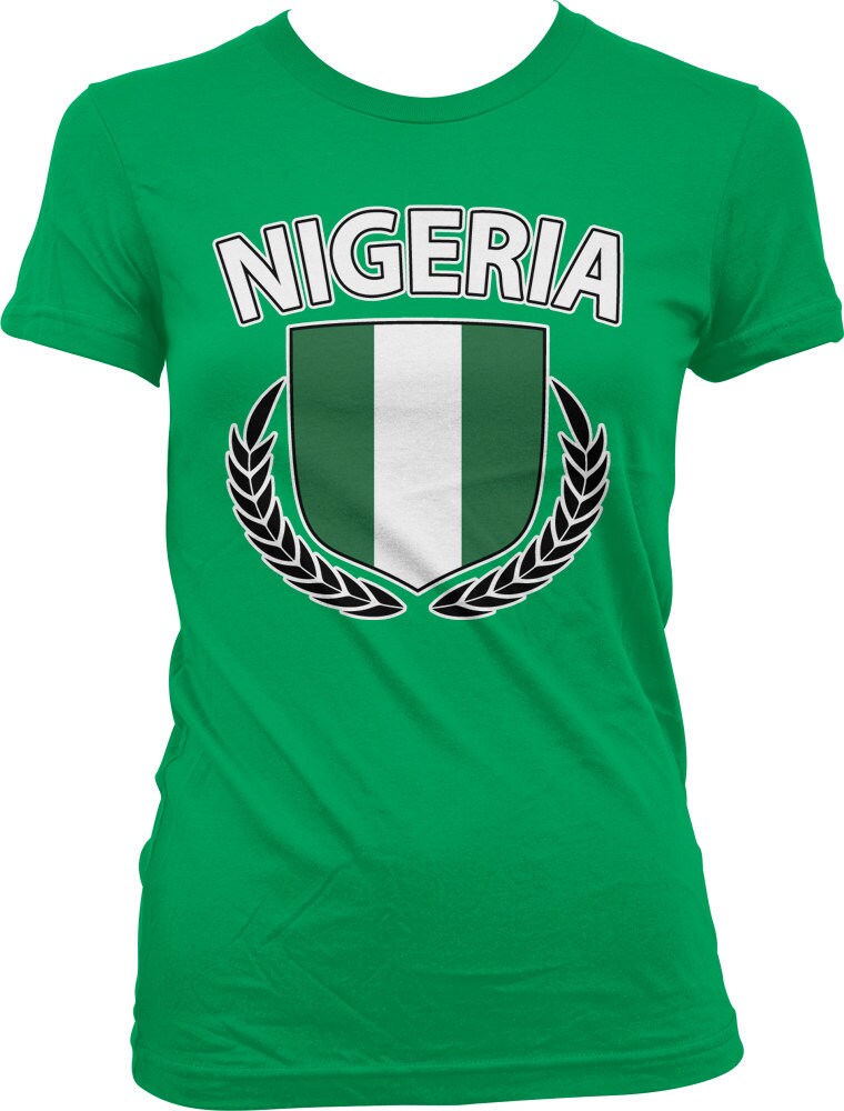 Nigeria Ladies Tshirt Nigerian Flag Crest With Olive Etsy