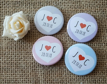 Bulk OFFER - Quirky Love Heart Wedding Badges / Wedding favours