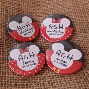 Packs of 50 Badges Bulk OFFER Quirky Team Bride and Team Groom Disney Mickey and Minnie Wedding Badges / Wedding favours image 4