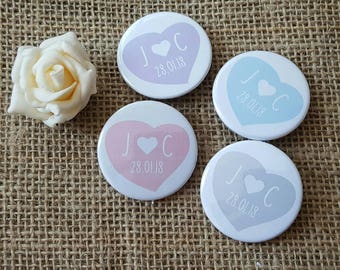 Bulk OFFER - Quirky Pastel Love Heart Wedding Badges / Wedding favours