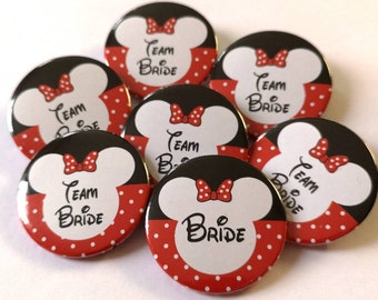 Minnie Mouse Hen Party Badges | Bride & Team Bride