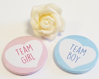 Baby Shower - Reveal Baby Gender  Party - Team Blue Team Pink Team Girl Team Boy - Heart Design (Sold in Packs of 10)