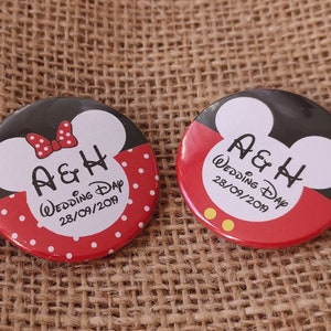 Packs of 50 Badges Bulk OFFER Quirky Team Bride and Team Groom Disney Mickey and Minnie Wedding Badges / Wedding favours image 3