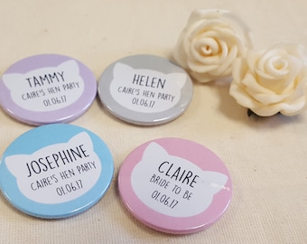 Personalised Quirky Cat Lover / Hen Party / Hen Do / Wedding / Team Bride Badge / wedding accessories - Different names for each badge