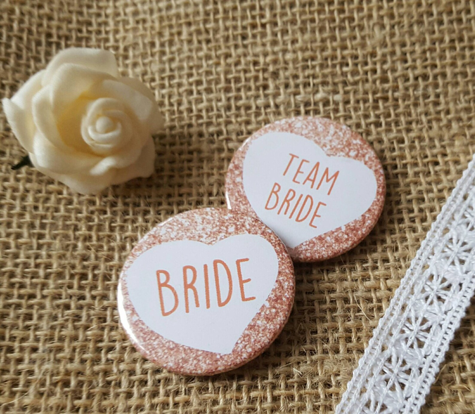 38mm 1.5inch Size Quirky Heart Hen Do Badges / Hen
