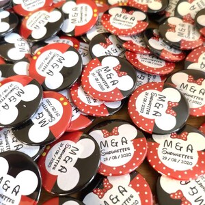 Packs of 50 Badges Bulk OFFER Quirky Team Bride and Team Groom Disney Mickey and Minnie Wedding Badges / Wedding favours image 2