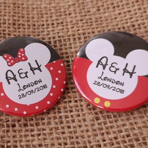 Packs of 50 Badges Bulk OFFER Quirky Team Bride and Team Groom Disney Mickey and Minnie Wedding Badges / Wedding favours image 5