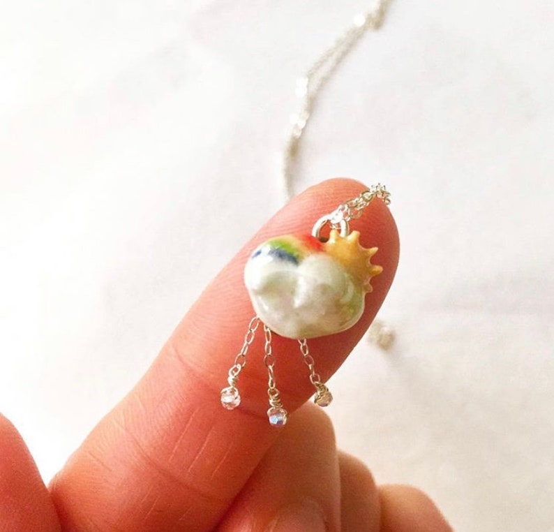 Weather Necklace Porcelain Jewelry Happy Day Charm Unique Etsy