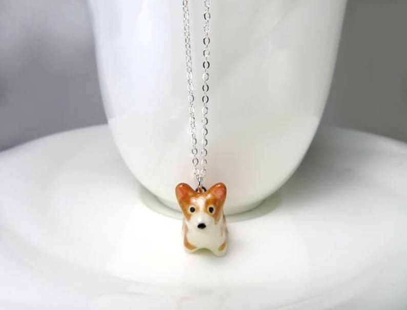 Gift for Women Necklace Puppy Charm Ceramic Etsy