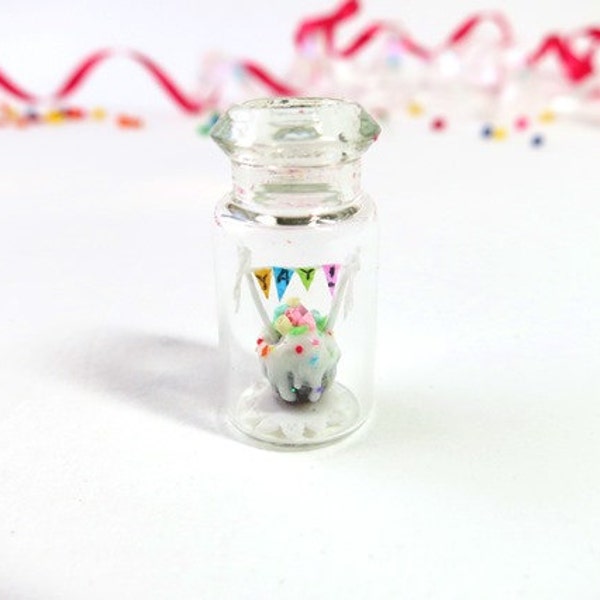 Celebration Cake Yay Cake Charm Cake with Banner Celebration Gift Tiny Cake Miniature Cake Celebration Charm Bottle Charm