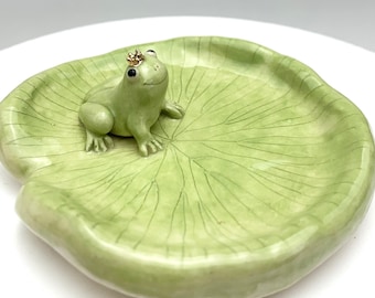 Frog Prince Ring Dish | Frog Lover Gift | Porcelain Frog | Whimsical Fairytale