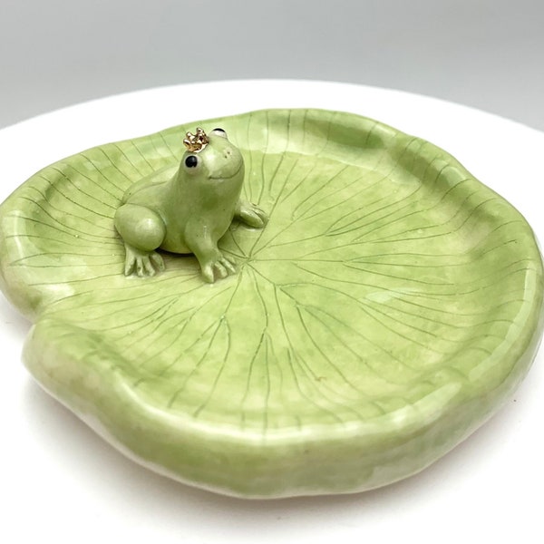 Frog Prince Ring Dish | Frog Lover Gift | Porcelain Frog | Whimsical Fairytale