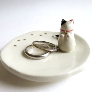 Calico Cat Ring Dish | Cat Jewelry Holder | Ceramic Dish | Cat Lover Gift