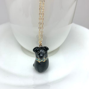 Black Dog Necklace, Dog Lover Gift, Porcelain Dog Charm, Dog Mom Jewelry Gift