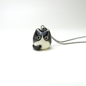 Tuxedo Cat Necklace | Porcelain Cat Jewelry | Black & White Cat Charm | Cat Lover Gift