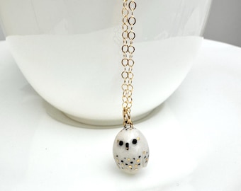 White Owl Necklace | Owl Lover Gift | Tiny Handmade Ceramic Charm | Snowy Owl Jewelry