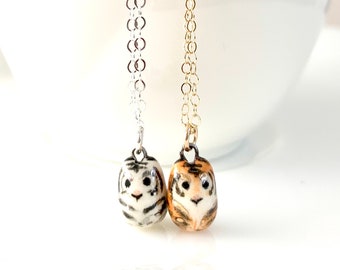 Tiny Tiger Necklace, Tiger Lover Gift,  Ceramic Charm, Big Cat Jewelry