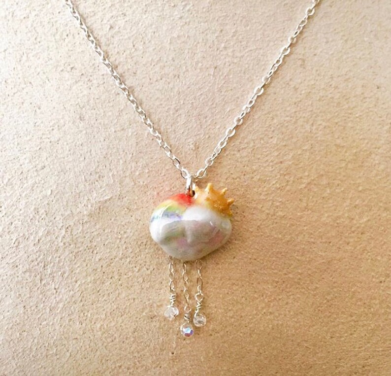 Weather Necklace Porcelain Jewelry Happy Day Charm Unique Etsy