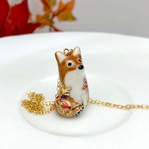 Autumn Leaf Fox Necklace | Fox Jewelry | Ceramic Charm Necklace | Fall Leaves Jewelry