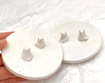 Cat Wedding Ring Dish, Wedding Gift, Porcelain, Bridal Gift, Cat Lover Gift