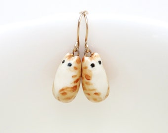 Long Orange Tabby Cat Earring | Ceramic Dangle Earrings | Orange Tabby Jewelry | Cat Lover Gift