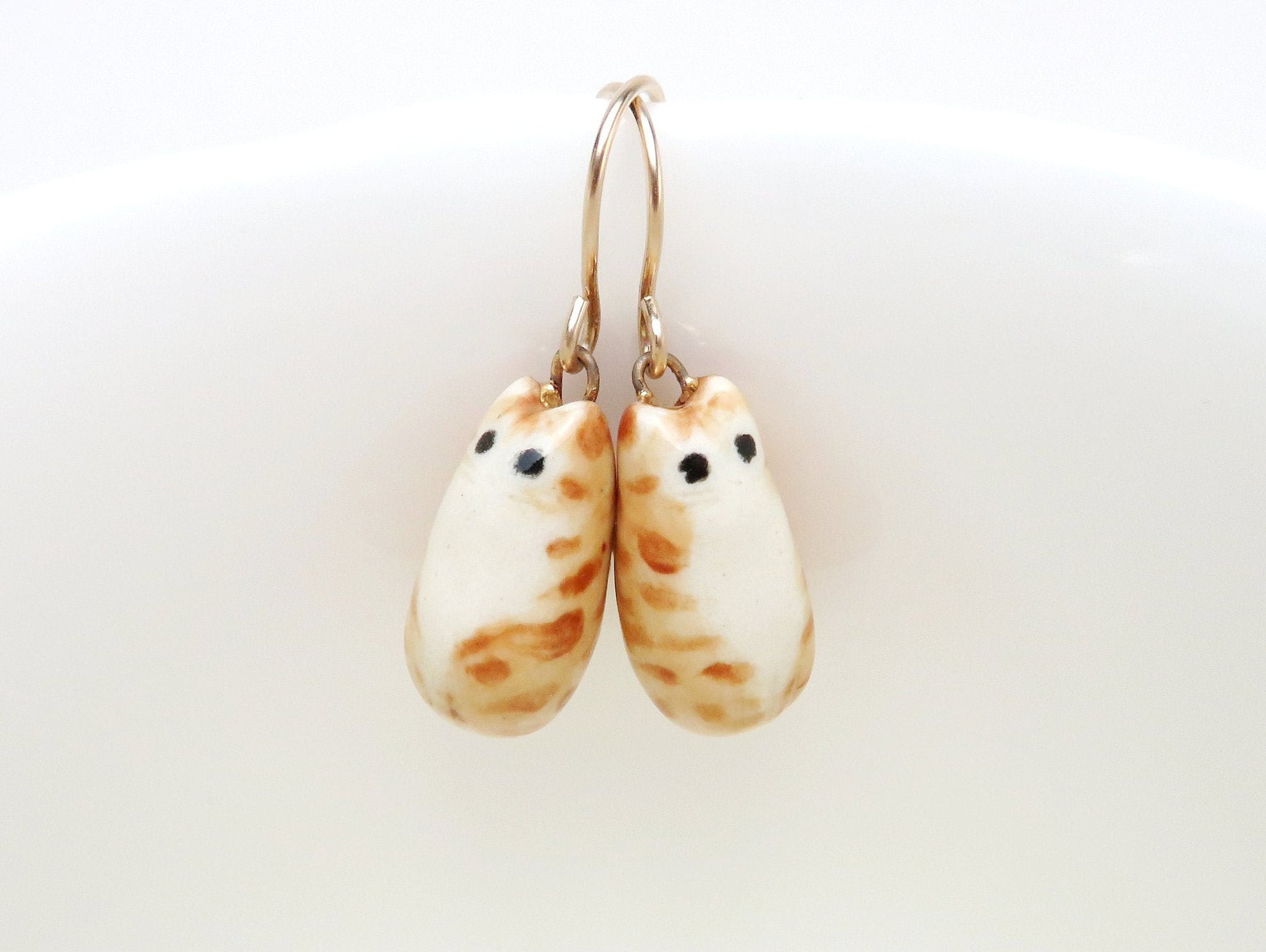 Long Orange Tabby Cat Earring Ceramic Dangle Earrings Etsy UK