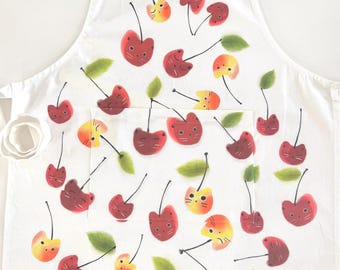 Cherry Cat Apron, Cat Mom Gift, Cherry Lover Gift, Fun Kitchen, Happy Chef