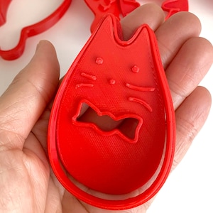 Cat Cookie Cutter and Cookie Stamp  3D Printed Cookie Cutters Cat Bowtie