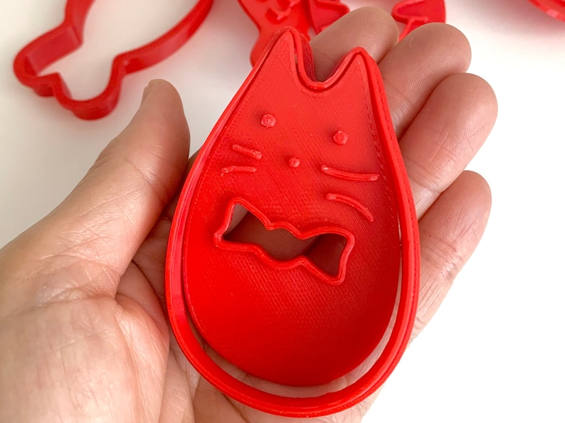 Cat Cookie Cutter and Cookie Stamp  3D Printed Cookie Cutters Cat Bowtie