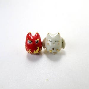 Angel Devil Cat Earrings, Unique Jewelry Gift for her, Porcelain Earrings, Good and Evil