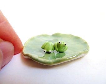 Tiny Green Frog Stud Earrings | Porcelain Frogs | Frog Lover Gift | Ceramic Animal Jewelry