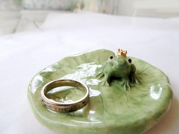 Frog Prince Ring Dish Frog Lover Gift Porcelain Frog Whimsical