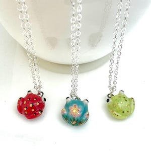 Teeny Tiny Frog Necklace, Colorful Ceramic Charm, Frog Lover Gift, Cottagecore