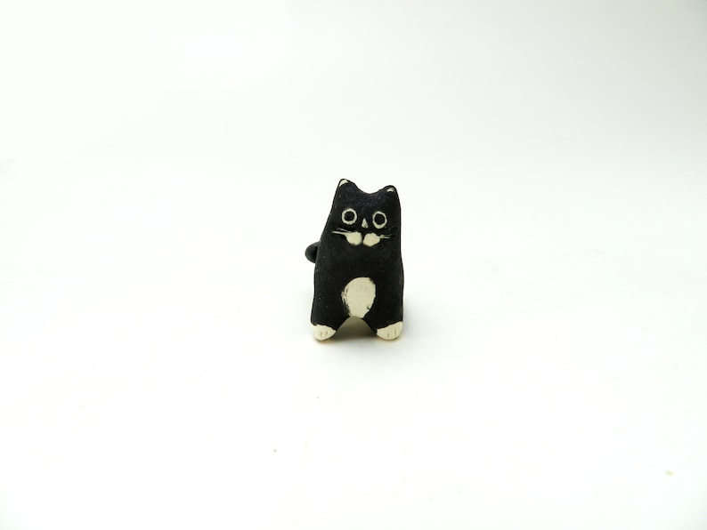 Miniature Cat Figurine Animal Totem Cat Desk Accessories Cat Lover Gift Tuxedo