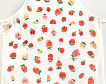 Strawberry Cat Apron, Cat Mom Gift, Strawberry Lover Gift, Cute Kitchen Gift, Happy Chef
