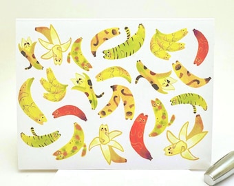 Banana Cat Greeting Card | Cat Lover Gift  | Funny and Whimsical Print | Banana Lover Gift